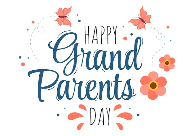 Vector happy grandparents day cute cartoon illustration