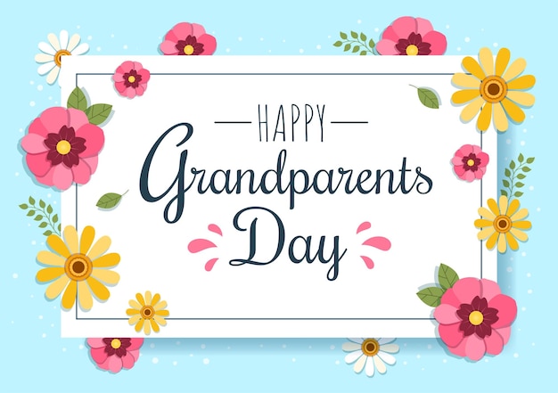 Happy grandparents day cute cartoon illustration