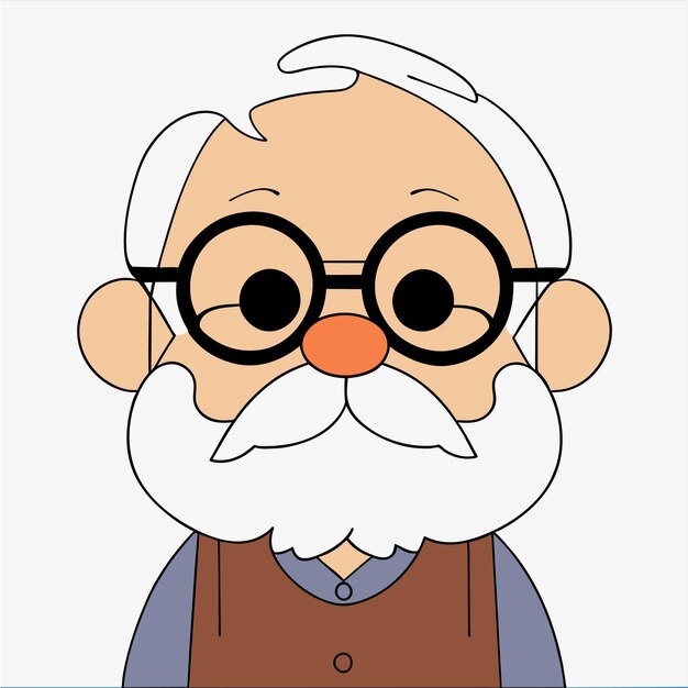 Vector happy grandparents day elderly man hand drawn flat stylish cartoon sticker