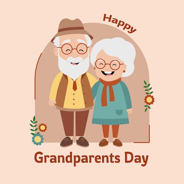 happy grandparents day holiday design with cute older couple for social media post banner