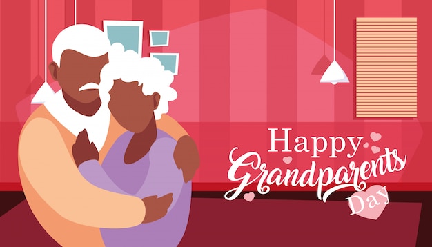 Happy grandparents day poster with couple hugged