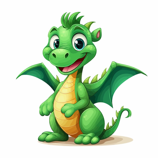 Vector happy_green_cartoon_dragon_smiling_vector