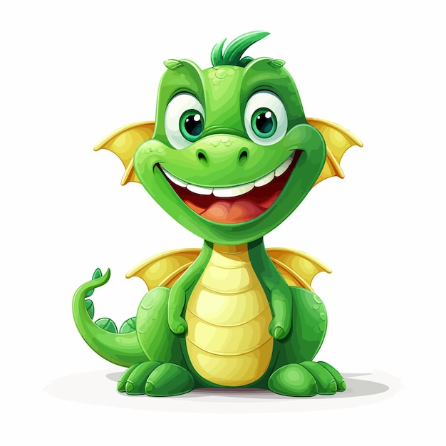 Vector happy_green_cartoon_dragon_smiling_vector