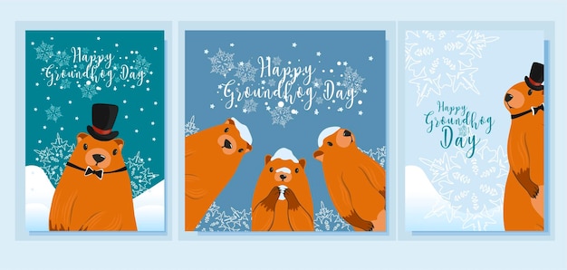 Happy Groundhog Day greeting card Happy marmot Day