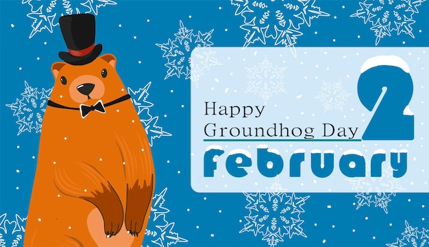 Happy Groundhog Day greeting card Happy marmot Day