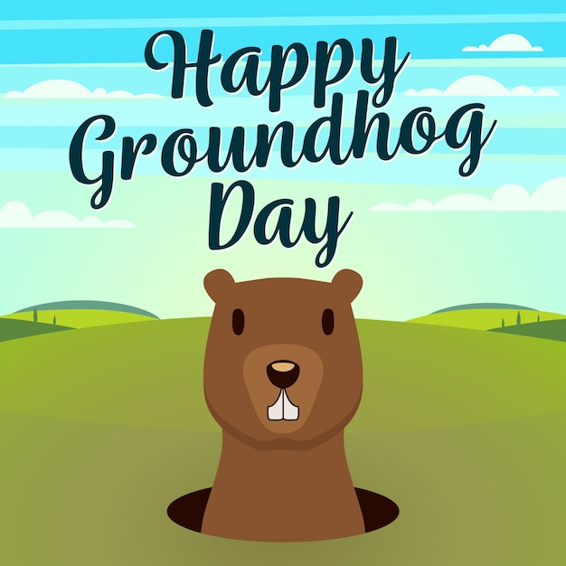 Vector happy groundhog day