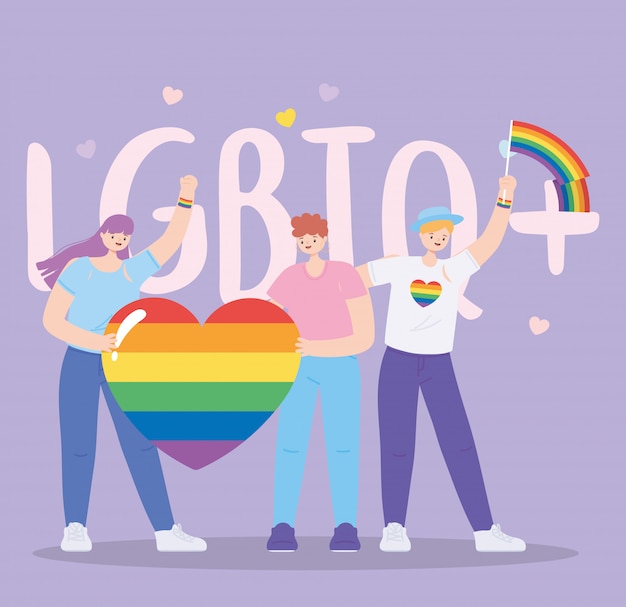 행복한 그룹 축하 게이 퍼레이드