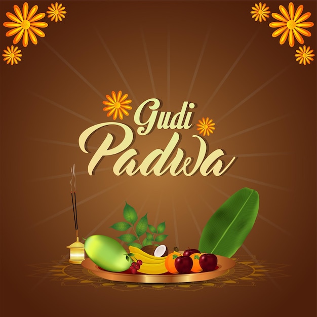 Happy gudi padwa celebration greeting card