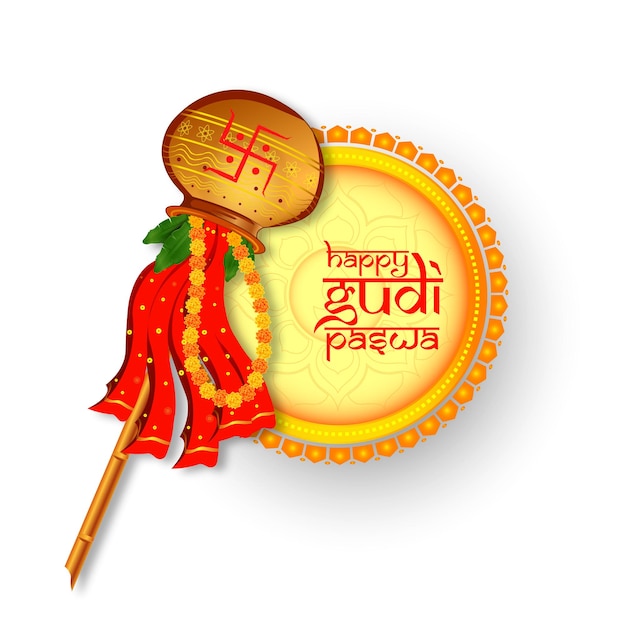 Vector happy gudi padwa, gudi padwa celebration of india.vector illustration