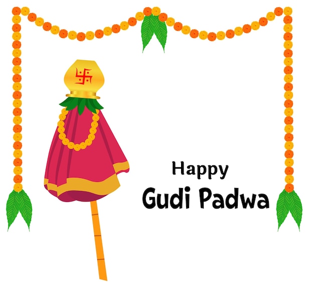 Happy Gudi Padwa Maharashtra New Year Festival Vector Illustration