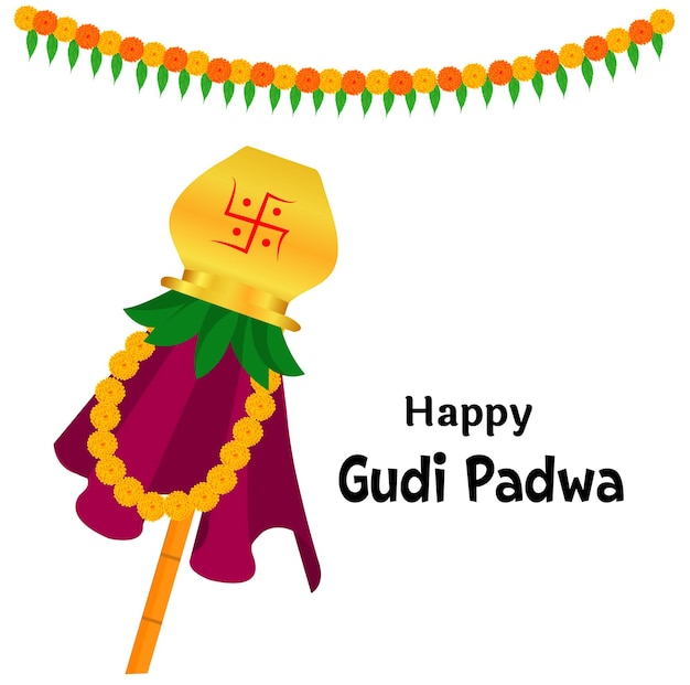 Happy gudi padwa maharashtra new year festival vector illustration