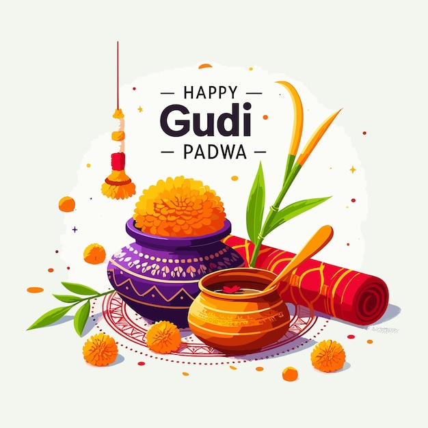 Premium Vector | Happy gudi padwa vector background indian festival ...