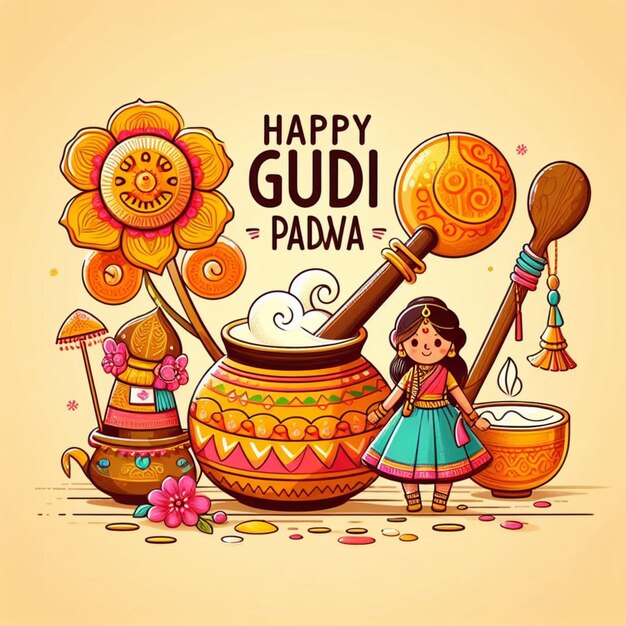 happy Gudi padwa vector