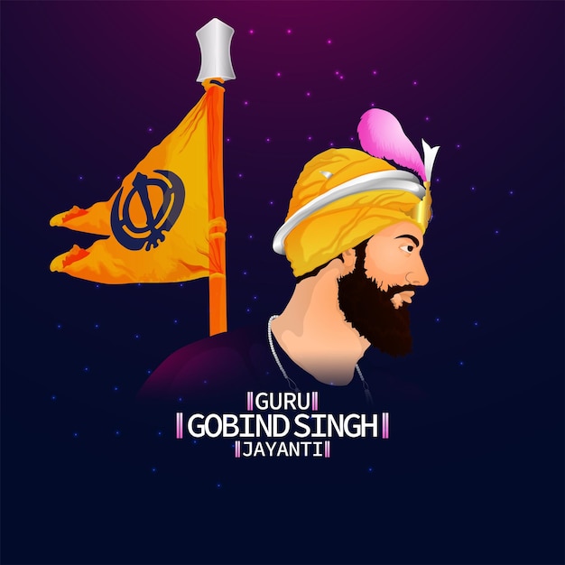 Vettore felice guru gobind singh jayanti celebrazione sfondo