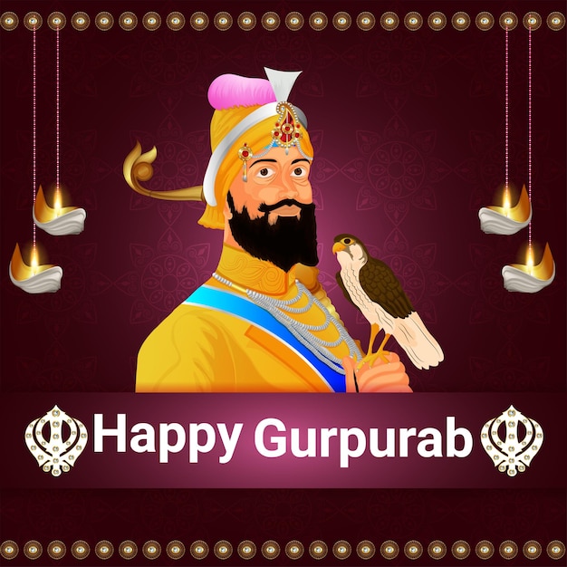 Happy guru gobind singh jayanti celebration greeting card