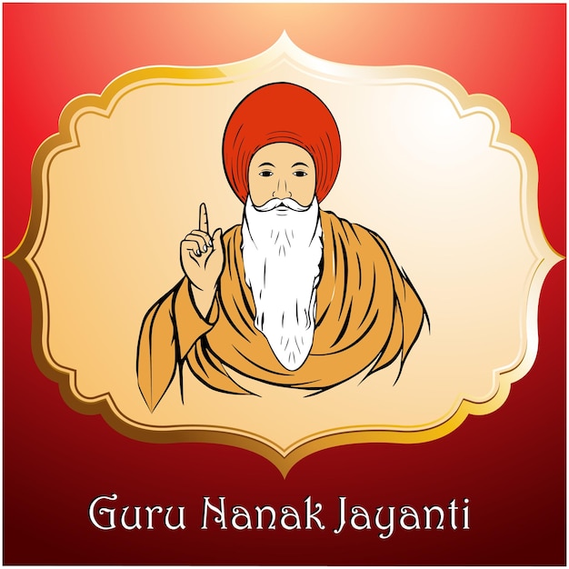 Vettore template di design del banner di happy guru nanak jayanti