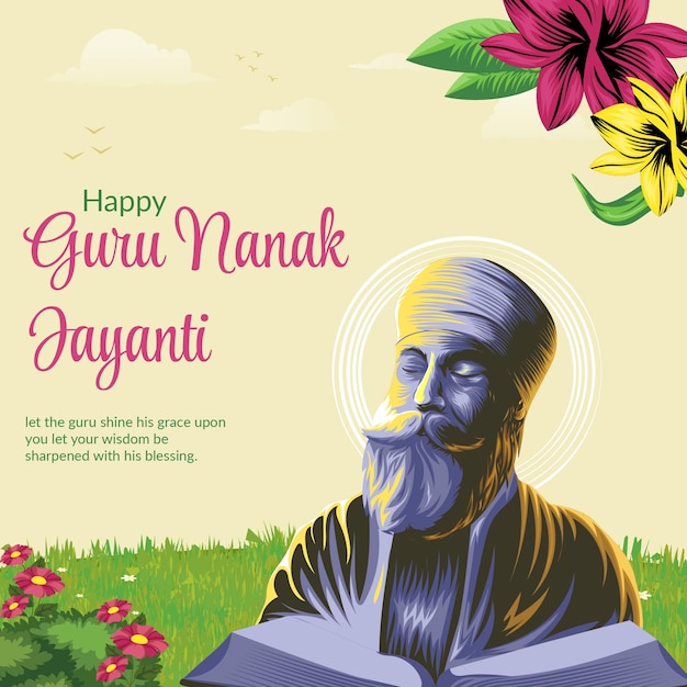 Felice guru nanak jayanti modello di progettazione banner