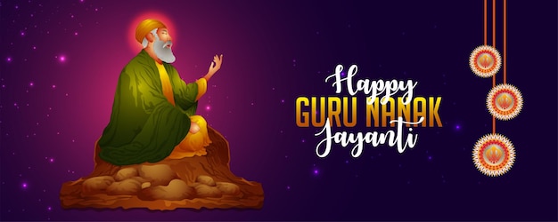 Happy guru nanak jayanti celebration greeting card