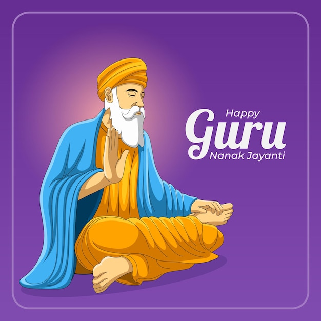 Vector happy guru nanak jayanti greeting card