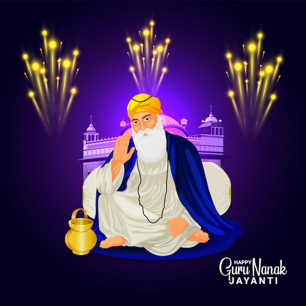 Vector happy guru nanak jayanti sikh festival celebration background