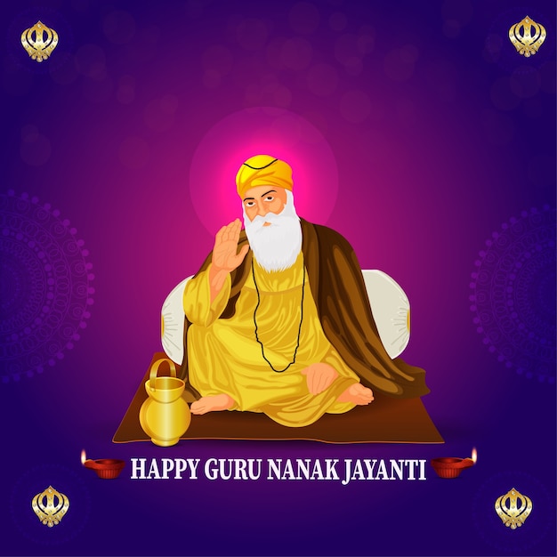 Felice guru nanak jayanti, primo guru sikh, festa di compleanno guru nanak dev ji