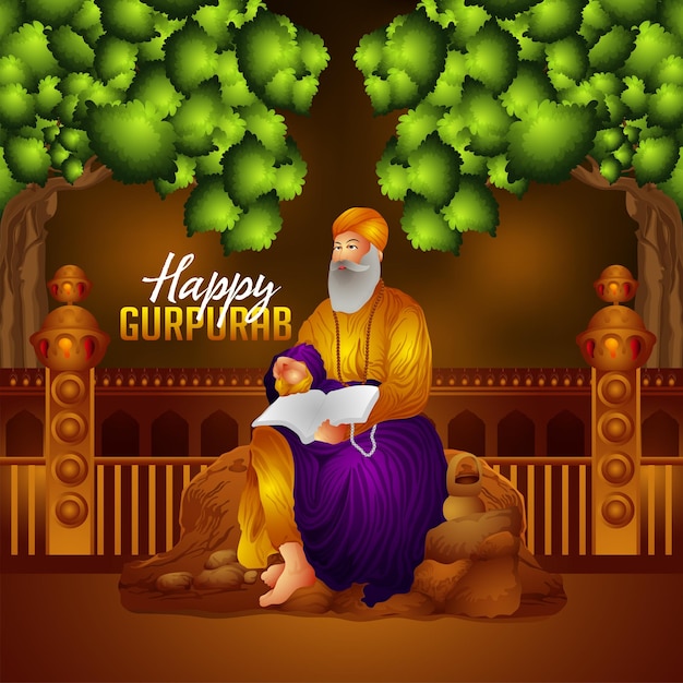 Happy guru nanak jayanti vector illustration