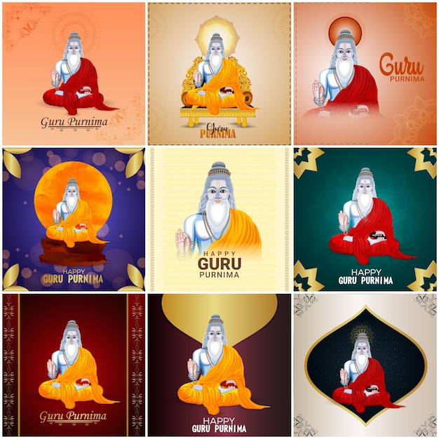 Vettore collezione di design felice guru purnima