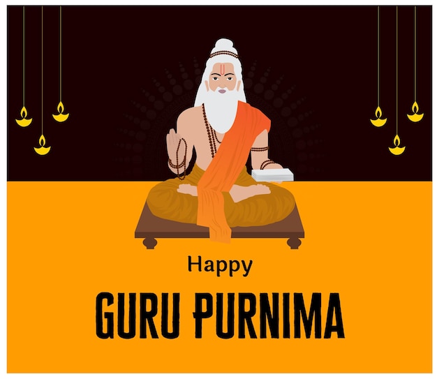 Vector happy guru purnima religious holiday festival celebration in india