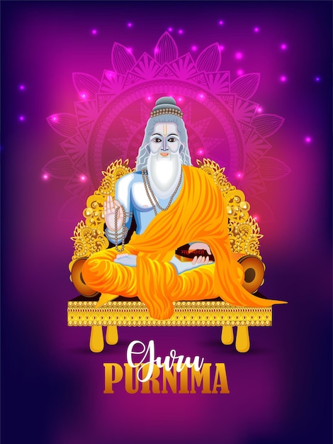 Felice guru purnima illustrazione vettoriale sfondo