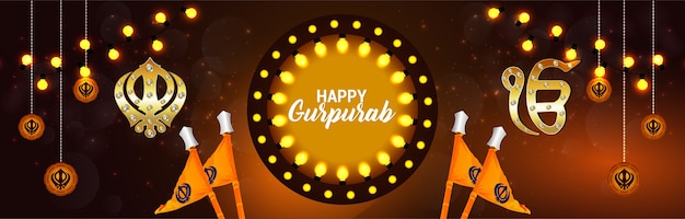 Happy gurupurab with orange background