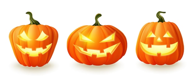 Happy halloween 3D realistic scary jack lantern collection