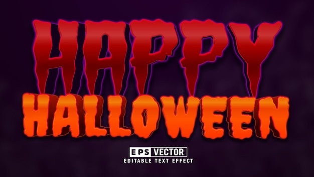 Vector happy halloween 3d style editable text effect vector with background