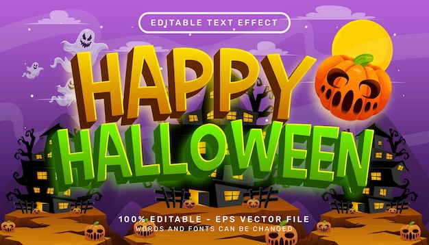 happy halloween 3d tekst effect en bewerkbaar tekst effect