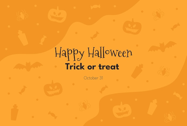 Vector happy halloween background or banner with holiday elements and abstract shapes