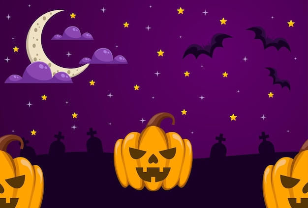 Happy halloween background design in purple color for covers banners and more