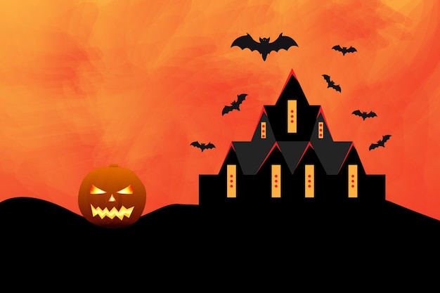 Happy halloween background design with a  dark house