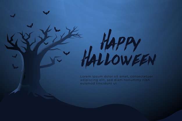 Felice disegno di sfondo di halloween con un albero scuro