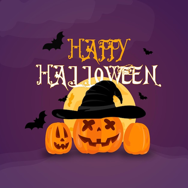 Happy Halloween background design with pumpkin