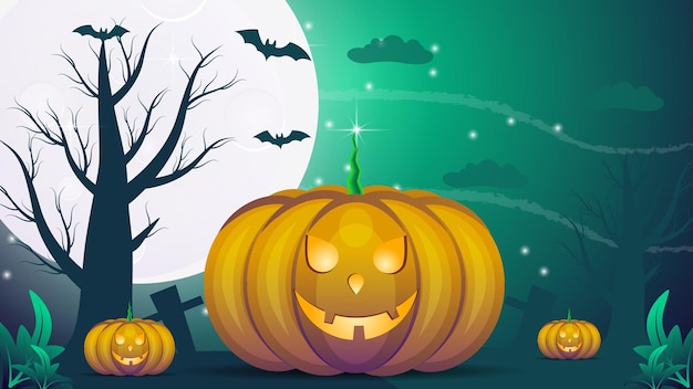 Vettore felice sfondo di halloween in design piatto