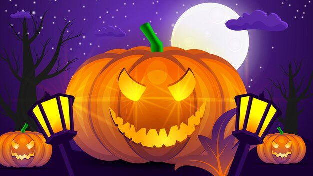 Vettore sfondo di halloween felice in design piatto e illustrazione