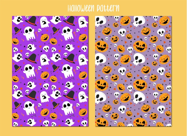 Happy halloween background pattern set