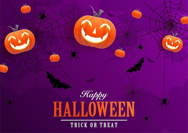 Happy halloween background template with pumpkin