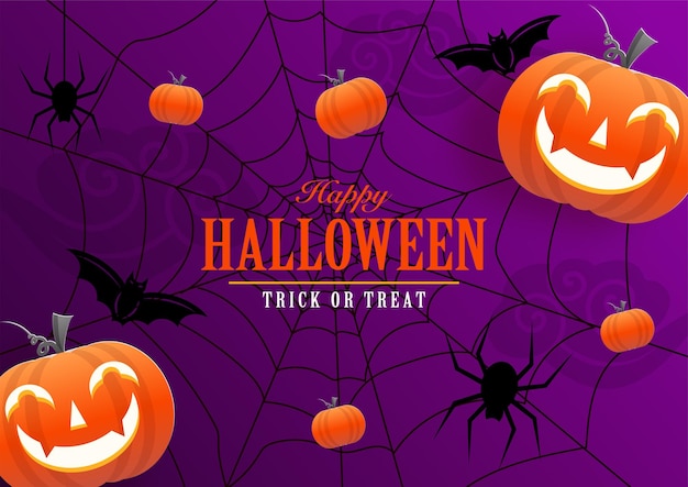 Happy halloween background template with pumpkin