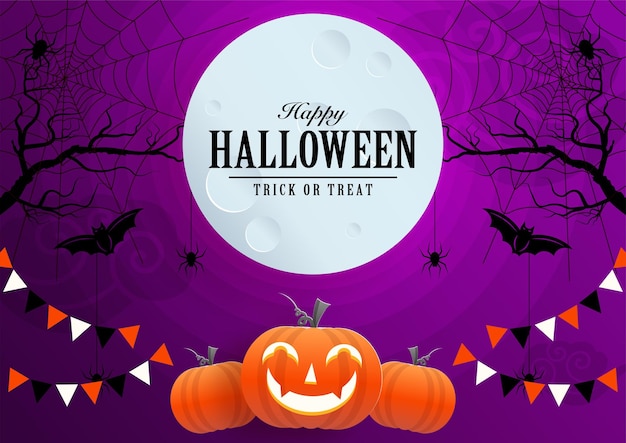 Happy halloween background template with pumpkin