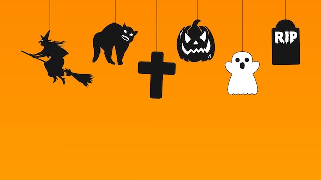 Happy Halloween background vector illustration. Halloween hanging decorations.