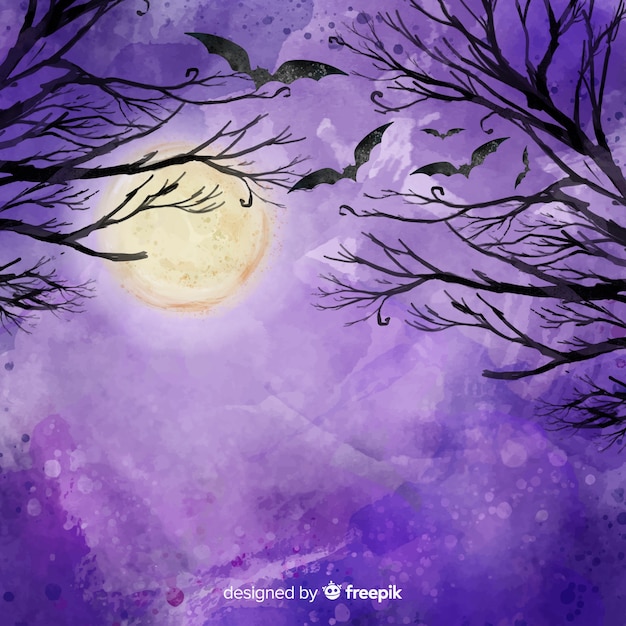 Vector happy halloween background with branches and bats