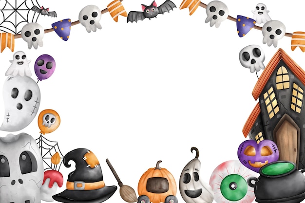 Happy Halloween Background with Halloween compositions Vector Illustration Background HalloweenxDxA