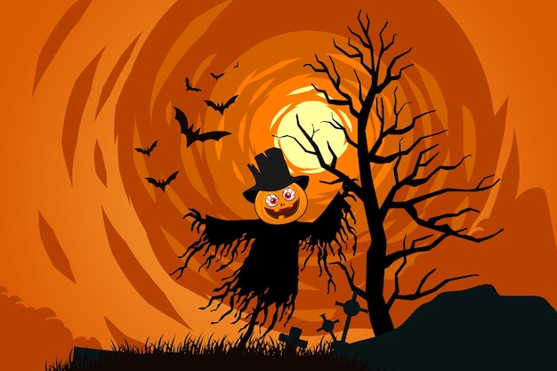 Happy Halloween background with pumpkin vector