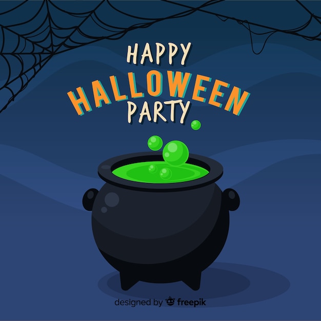 Happy halloween background with witch cauldron