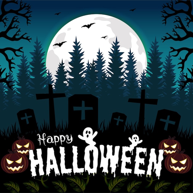 Happy halloween banner design template